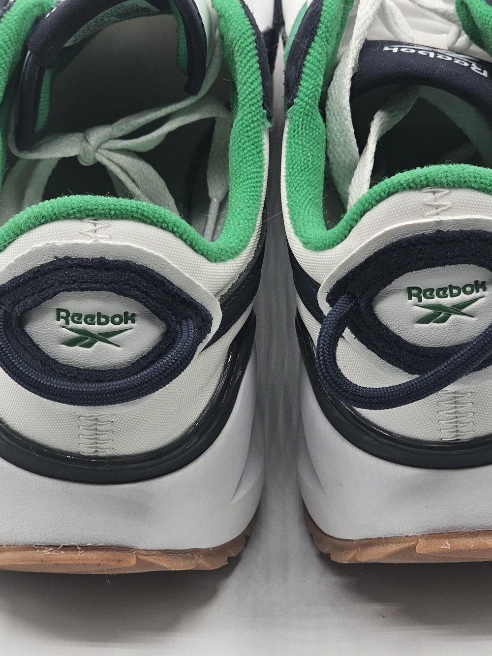 Reebok Fort Racer Classic Mens 8.5 Sneakers White Green Navy Ortholite Comfort - Picture 6 of 10